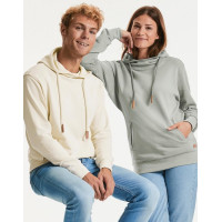 Hanorac organic cu gluga cu guler inalt
