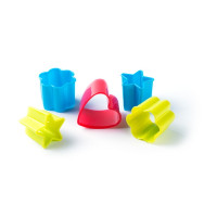 5 forme din plastic pentru prajituri, in cutie rotunda din plastic.