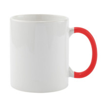 Cana alba din ceramica personalizata cu toarta colorata Cana alba din ceramica personalizata cu toarta colorata