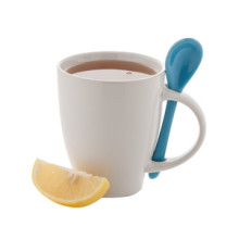 Cana ceramica alba cu lingurita Woony personalizata Cana ceramica alba cu lingurita Woony personalizata